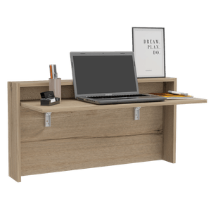 Escritorio Colgante Congo, Beige, con espacio para artículos de estudio