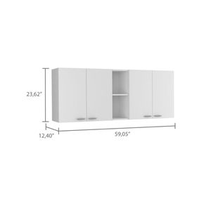 Gabinete superior Estrella, Blanco Nevado, con cuatro puertas y entrepaño ZF
