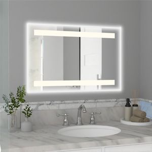 Espejo rectangular catania, gris, con luz led
