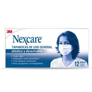 Tapabocas Nexcare Elastico Desechable X 12Und