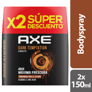 Oferta Desodorante Body Spray Aerosol Hombre Axe Dark Temptation 2Und X 150ml