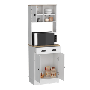 Alacena Almena, Blanco Duqueza y Macadamia, con puertas y gran capacidad de almacenaje ZF