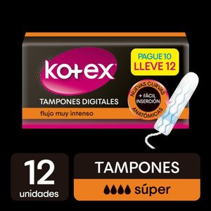 Tampones Kotex Digital Flujo Intenso X 12Und