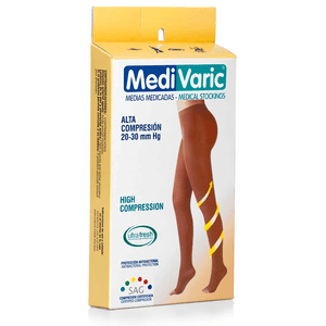 Media Dama Cadera 20-30 Mmhg Medivaric Opaca Dedos Libres